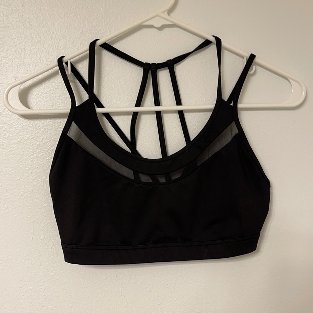 Victoria’s Secret black strappy racer back sports bra size Small